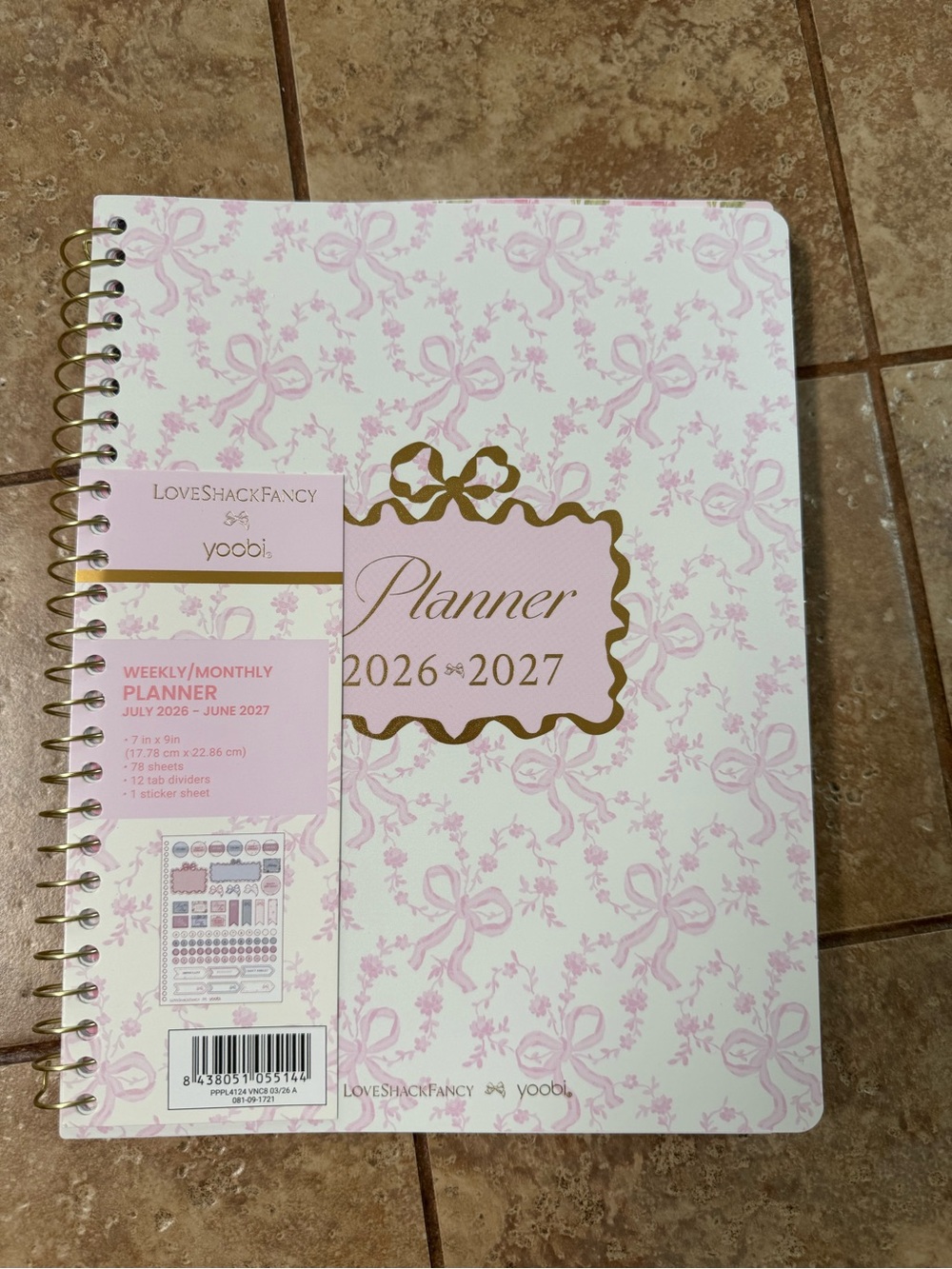 LoveShackFancy x yoobi 2026-2027 Pink & Gold Weekly Monthly Planner